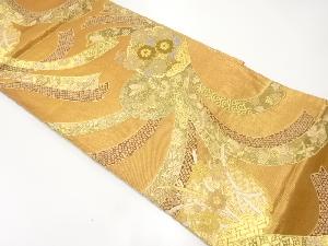 雪輪に花・蝶・熨斗模様織出し振袖用袋帯